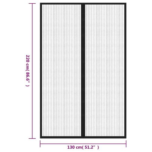 Insektnet til dør 2 stk. med magneter 220x130 cm sort