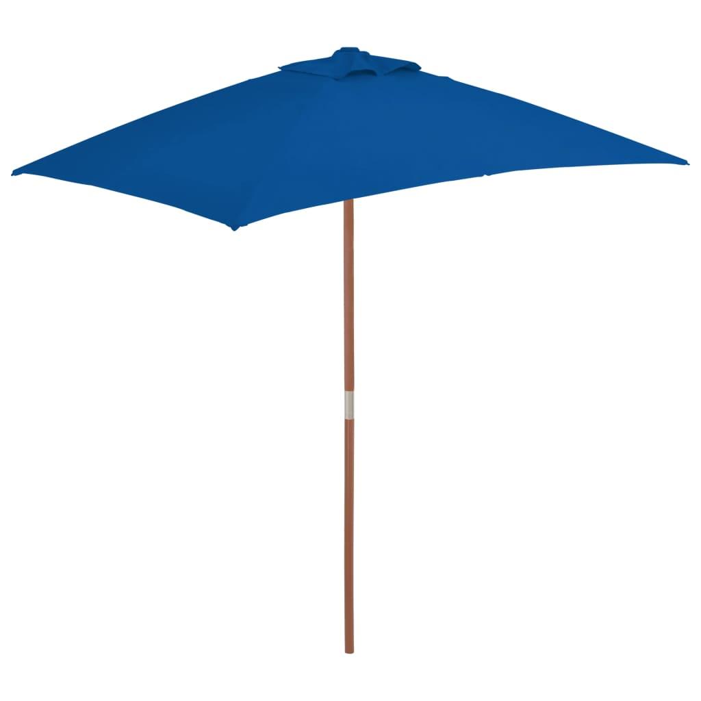 Haveparasol 150x200 cm træstang blå