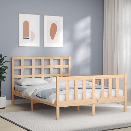 Sengeramme uden madras 140x190 cm massivt fyrretræ