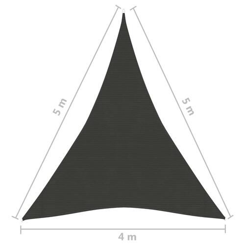 Solsejl 4x5x5 m 160 g/m² HDPE antracitgrå