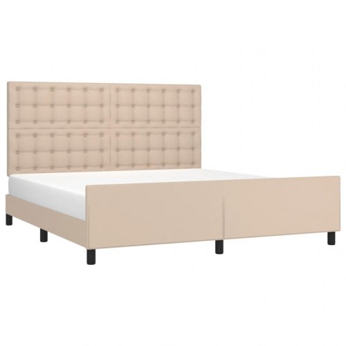 Sengeramme med sengegavl 160x200 cm - kunstlæder, cappuccino