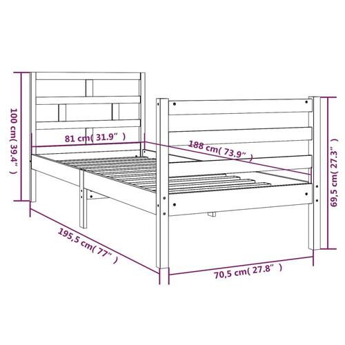 Sengeramme 75x190 cm Small Single massivt træ