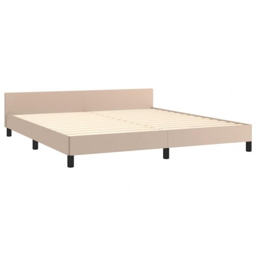 Sengeramme med sengegavl 160x200 cm - kunstlæder, cappuccino