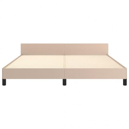 Sengeramme med sengegavl 160x200 cm - kunstlæder, cappuccino