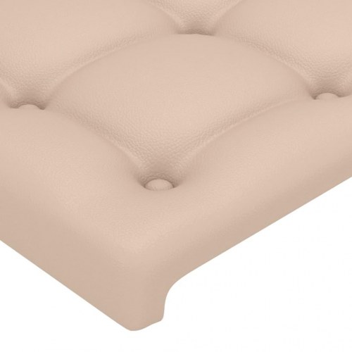 Sengeramme med sengegavl 160x200 cm - kunstlæder, cappuccino