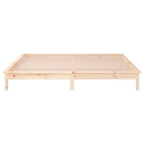 Sengeramme med LED-lys 150x200 cm kingsize massivt træ