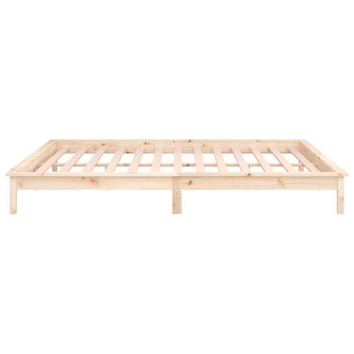 Sengeramme med LED-lys 150x200 cm kingsize massivt træ