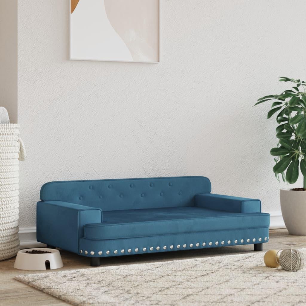 Hundeseng 90x53x30 cm velour blå