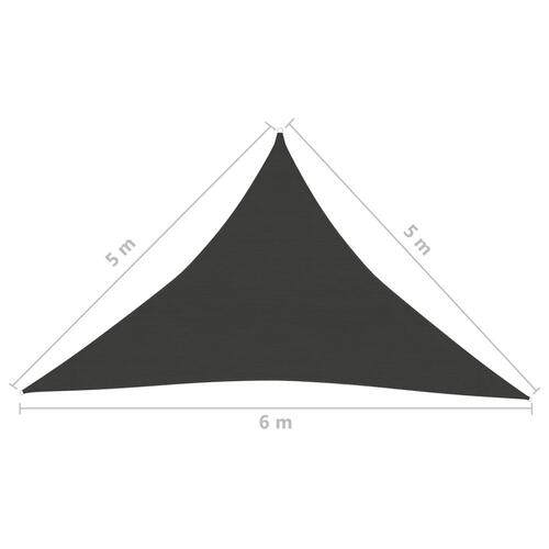 Solsejl 5x5x6 m 160 g/m² HDPE antracitgrå