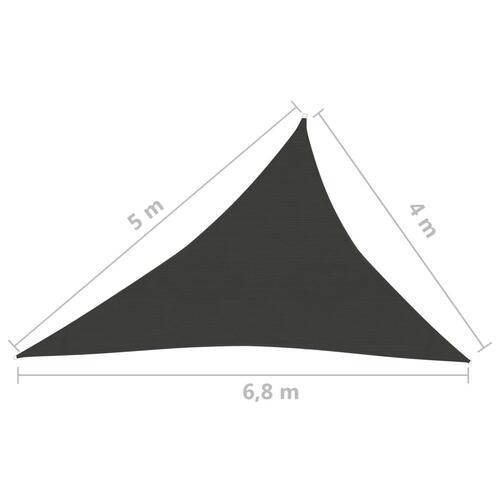 Solsejl 4x5x6,8 m 160 g/m² HDPE antracitgrå