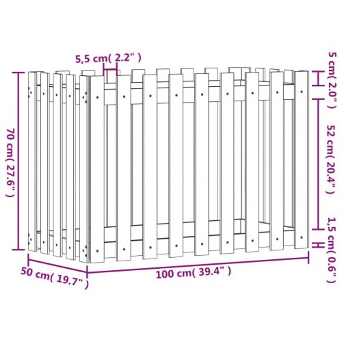 Højbed med stakitdesign 100×50×70 cm - massivt fyrretræ, sort