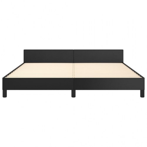 Sengeramme med sengegavl 180x200 cm i sort kunstlæder