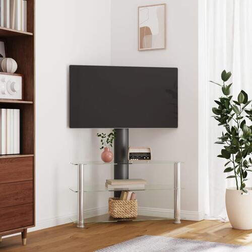 Tv-stativ til hjørne 3 hylder til 32"-70" sort og sølvfarvet