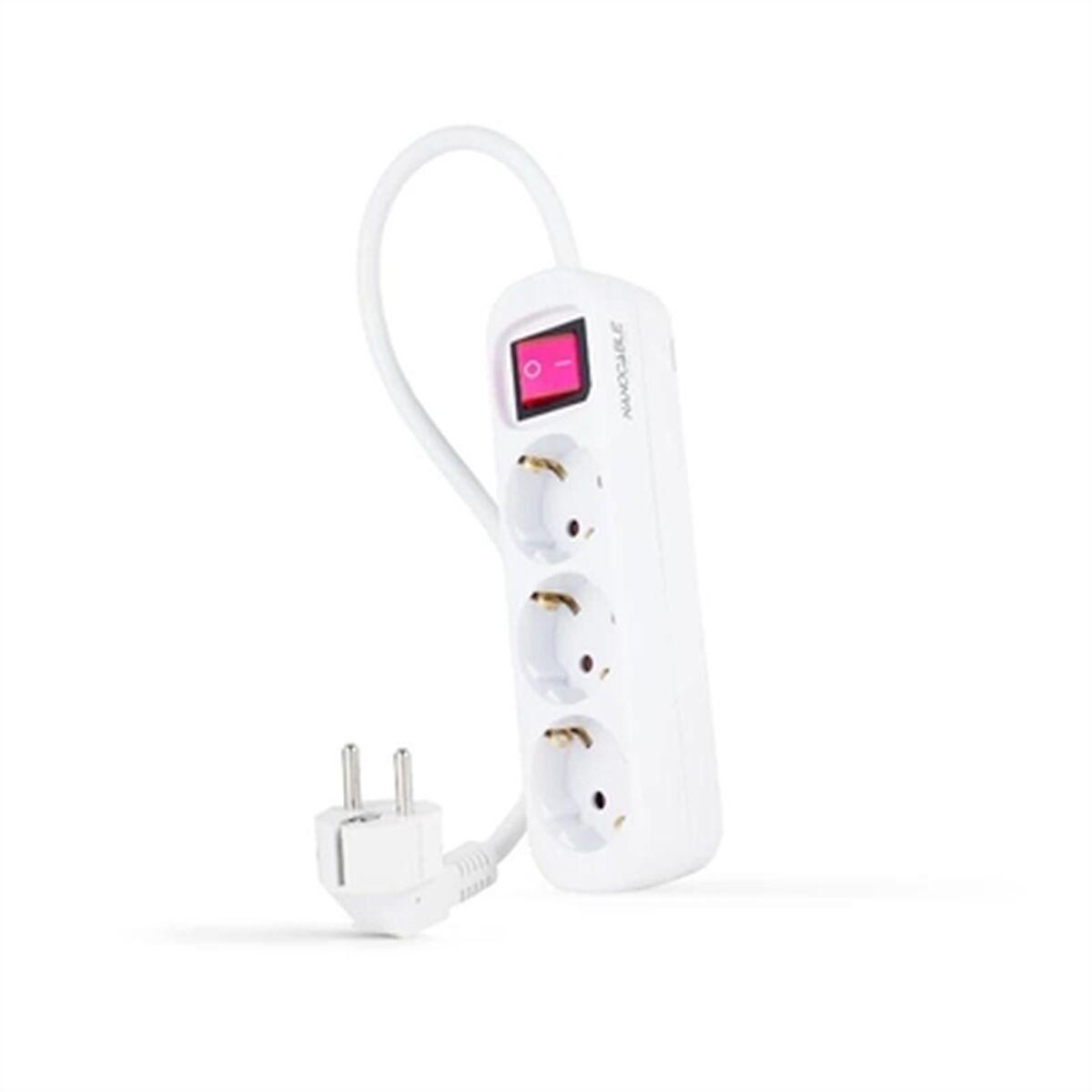 NANOCABLE 10.38.0003 overspændingssikret stikdåse, 3 schuko, 1,4 m, 250 V