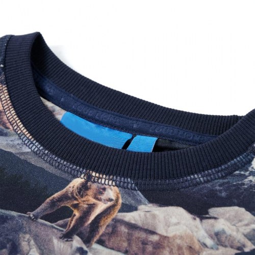 Sweatshirt til børn str. 140 - marineblå med bjørneprint