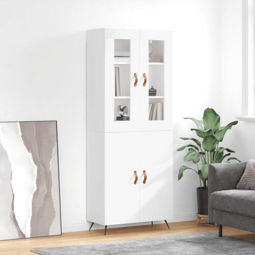 Højskab 69,5x34x180 cm konstrueret træ hvid
