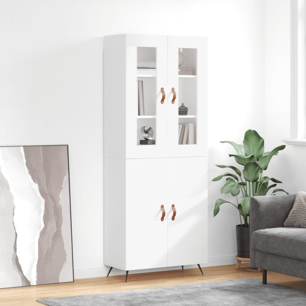 Højskab 69,5x34x180 cm konstrueret træ hvid
