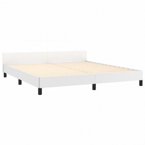 Sengeramme med sengegavl 180×200 cm i hvidt kunstlæder