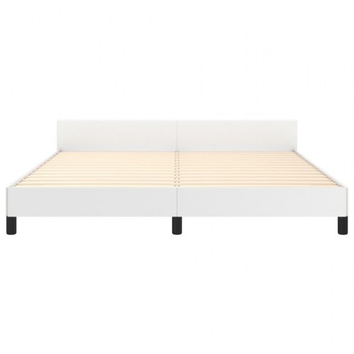 Sengeramme med sengegavl 180×200 cm i hvidt kunstlæder