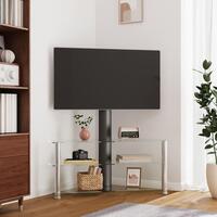 Tv-stativ til hjørne 3 hylder til 32"-70" sort og sølvfarvet