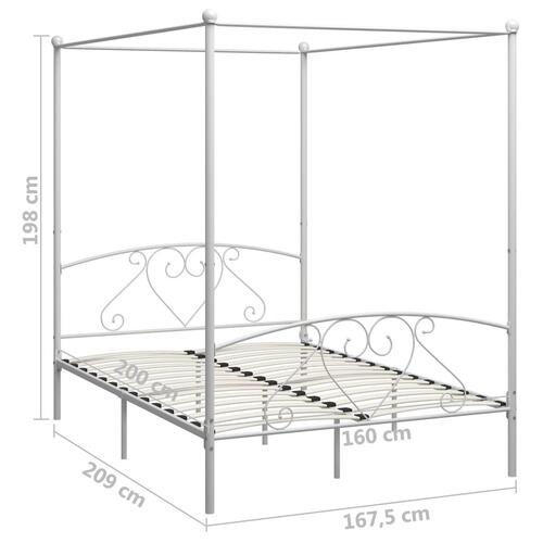 Sengestel til himmelseng 160 x 200 cm metal hvid