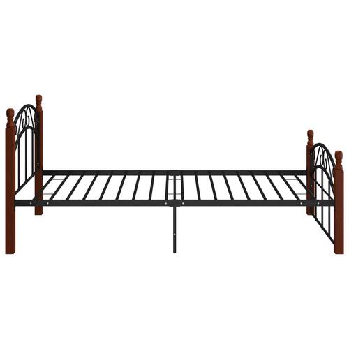 Sengeramme 100x200 cm metal og massivt egetræ sort