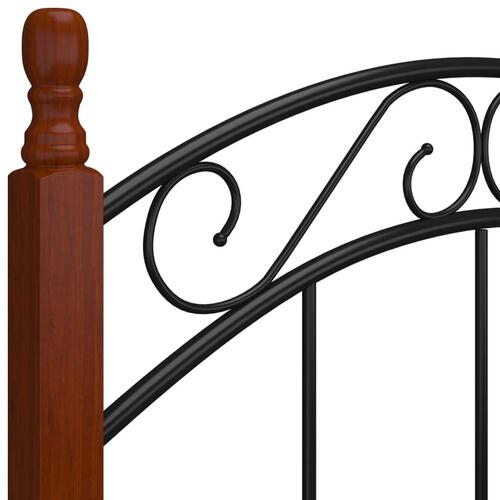 Sengeramme 100x200 cm metal og massivt egetræ sort