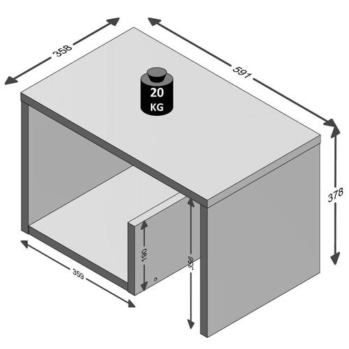 sofabord 2-i-1 59,1 x 35,8 x 37,8 cm hvid