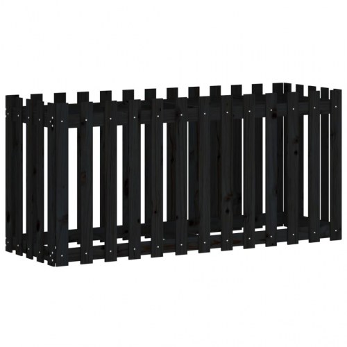 Højbed i massivt fyrretræ med stakitdesign 150×50×70 cm - sort