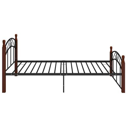 Sengeramme 120x200 cm metal og massivt egetræ sort