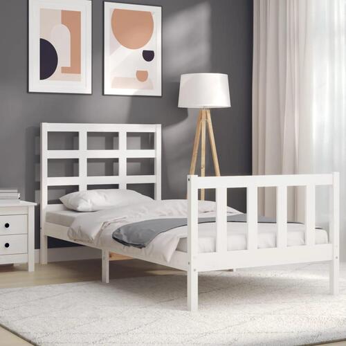 Sengeramme uden madras 100x200 cm massivt fyrretræ hvid