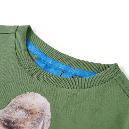 Langærmet T-shirt til børn str. 116 lys kakifarve