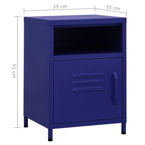 Natborde 2 stk. 35x35x51 cm stål marineblå