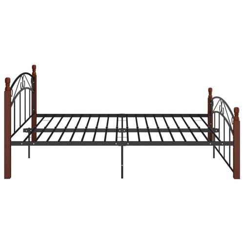 Sengeramme 140x200 cm metal og massivt egetræ sort