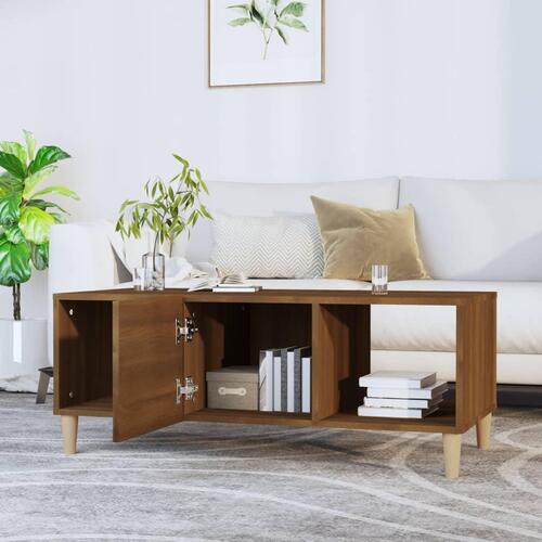Sofabord 102x50x40 cm konstrueret træ brun egetræsfarve
