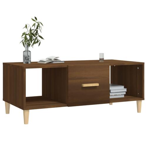 Sofabord 102x50x40 cm konstrueret træ brun egetræsfarve