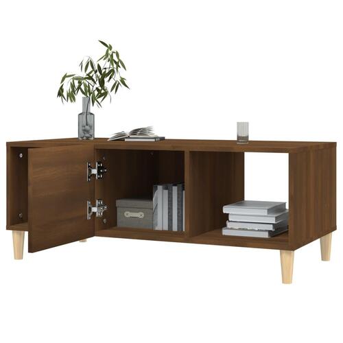 Sofabord 102x50x40 cm konstrueret træ brun egetræsfarve