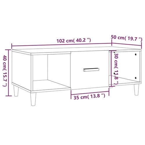 Sofabord 102x50x40 cm konstrueret træ brun egetræsfarve