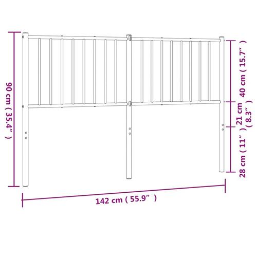 Sengegavl 135 cm metal sort