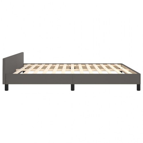 Sengeramme med sengegavl 180 × 200 cm i gråt kunstlæder
