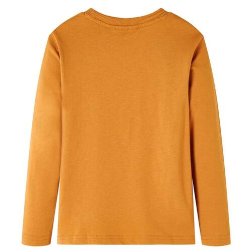Langærmet T-shirt til børn str. 92 okkergul