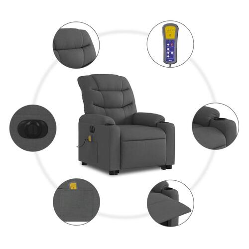 Elektrisk massagestol med løftefunktion stof mørkegrå