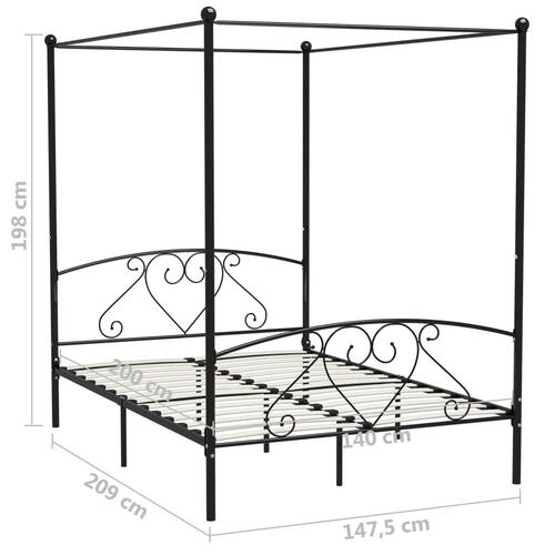 Sengestel til himmelseng 140 x 200 cm metal sort