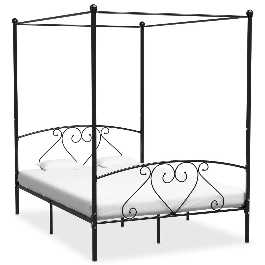 Sengestel til himmelseng 160 x 200 cm metal sort
