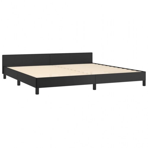 Sengeramme med sengegavl 200×200 cm - kunstlæder, sort