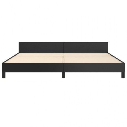 Sengeramme med sengegavl 200×200 cm - kunstlæder, sort