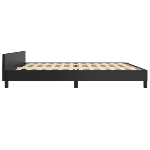 Sengeramme med sengegavl 200×200 cm - kunstlæder, sort