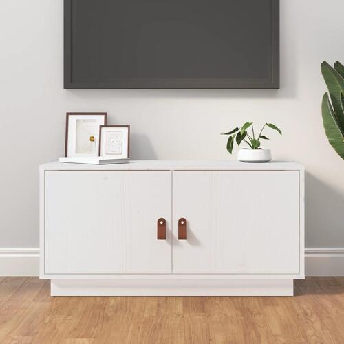 Tv-bord 80x34x40 cm massivt fyrretræ hvid