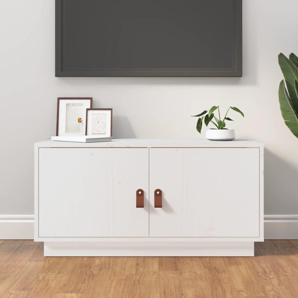 Tv-bord 80x34x40 cm massivt fyrretræ hvid