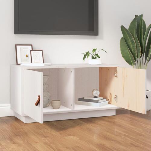 Tv-bord 80x34x40 cm massivt fyrretræ hvid